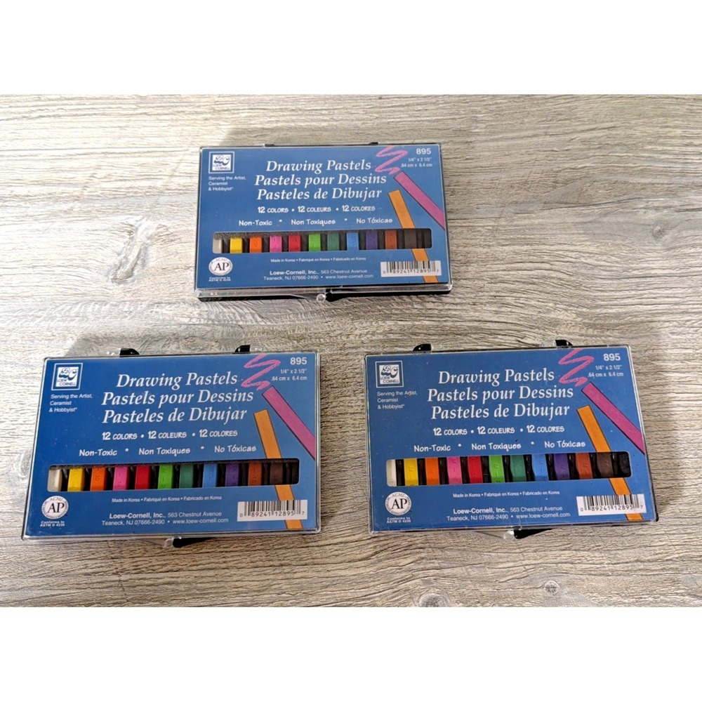3 New Packs Of 12 Loew Cornell Drawing Pastels 895 Artist Ceramist Hobbyist